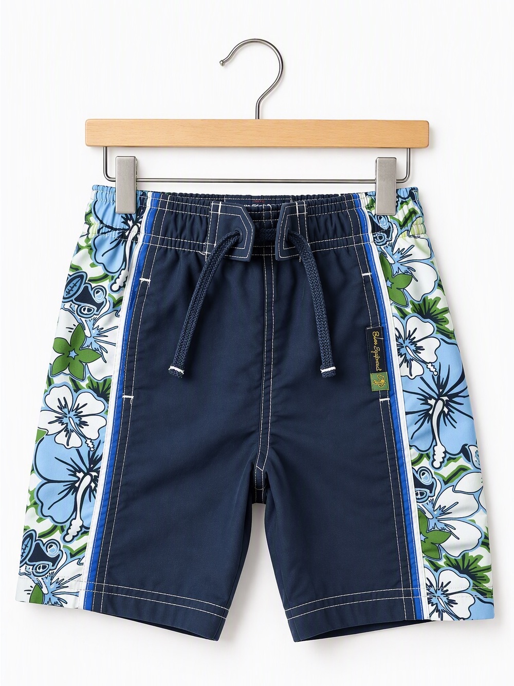Vintage B.U.M. Equipment Y2K Hibiscus Board Shorts / Swim Trunks Floral Panel 3T